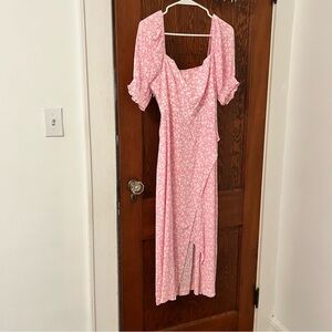 Ever New Petite 90s square neck dress in ditzy floral